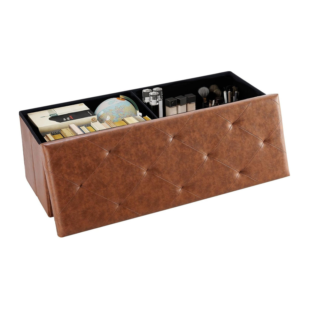 DUMOS 43 Inch Folding Storage Ottoman Bench, Large Ottoman with Storage