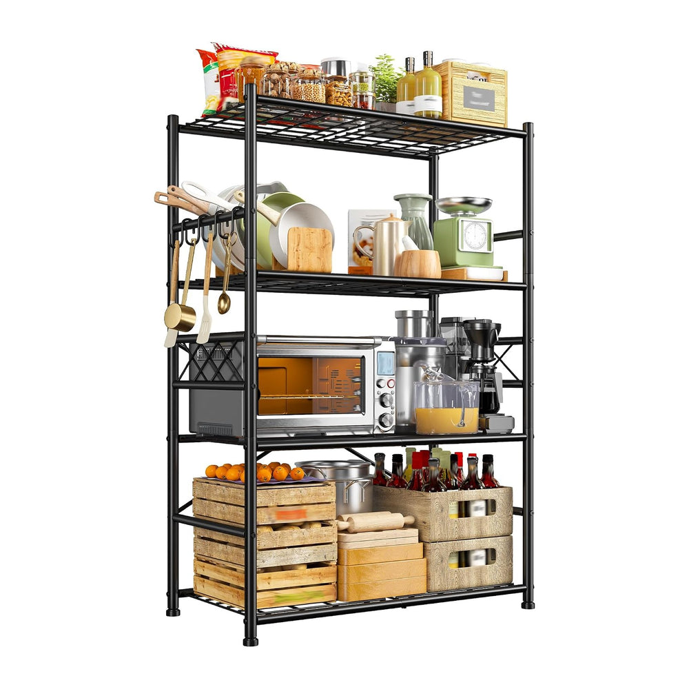 DurayLoly 5-Tier Metal Shelving with Hooks & Side Panel for Kitchen Pantry