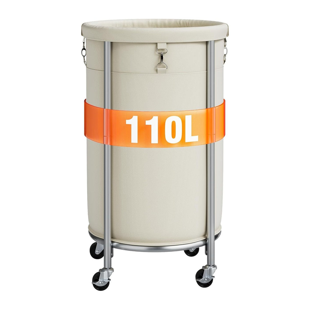 ELYKEN Laundry Hamper with Wheels, 110L Rolling Laundry Basket, Round Laundry