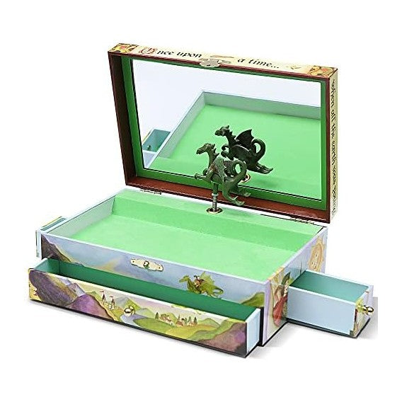 Enchantmints Dragon Boys Jewerly Box Spins to Music 3 Pullout Drawers Treasur...