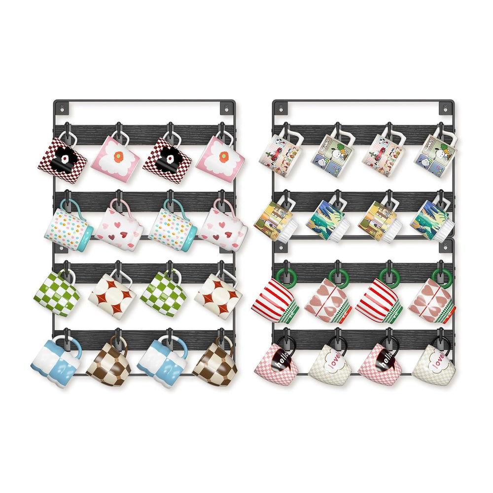 EsLuker.ly Mug Holder Hanger Cup Display Rack Wall Mounted, 4 Pack Black