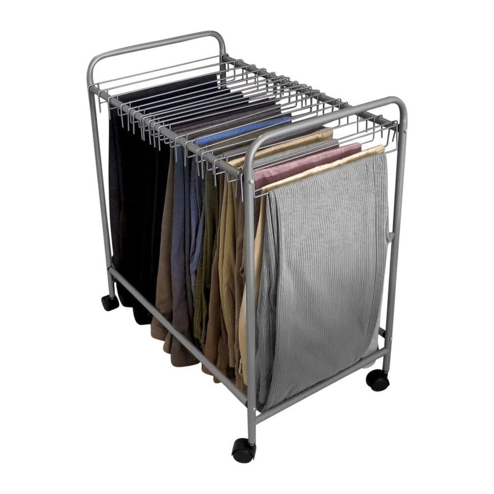 Evelots Rolling Pants Rack with 20 Hangers, Jean and Skirt Closet Organizer