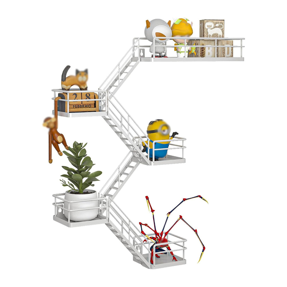Fire Escape Shelf - 5 Tier Metal White Fire Escape Wall Shelves with Baskets,...