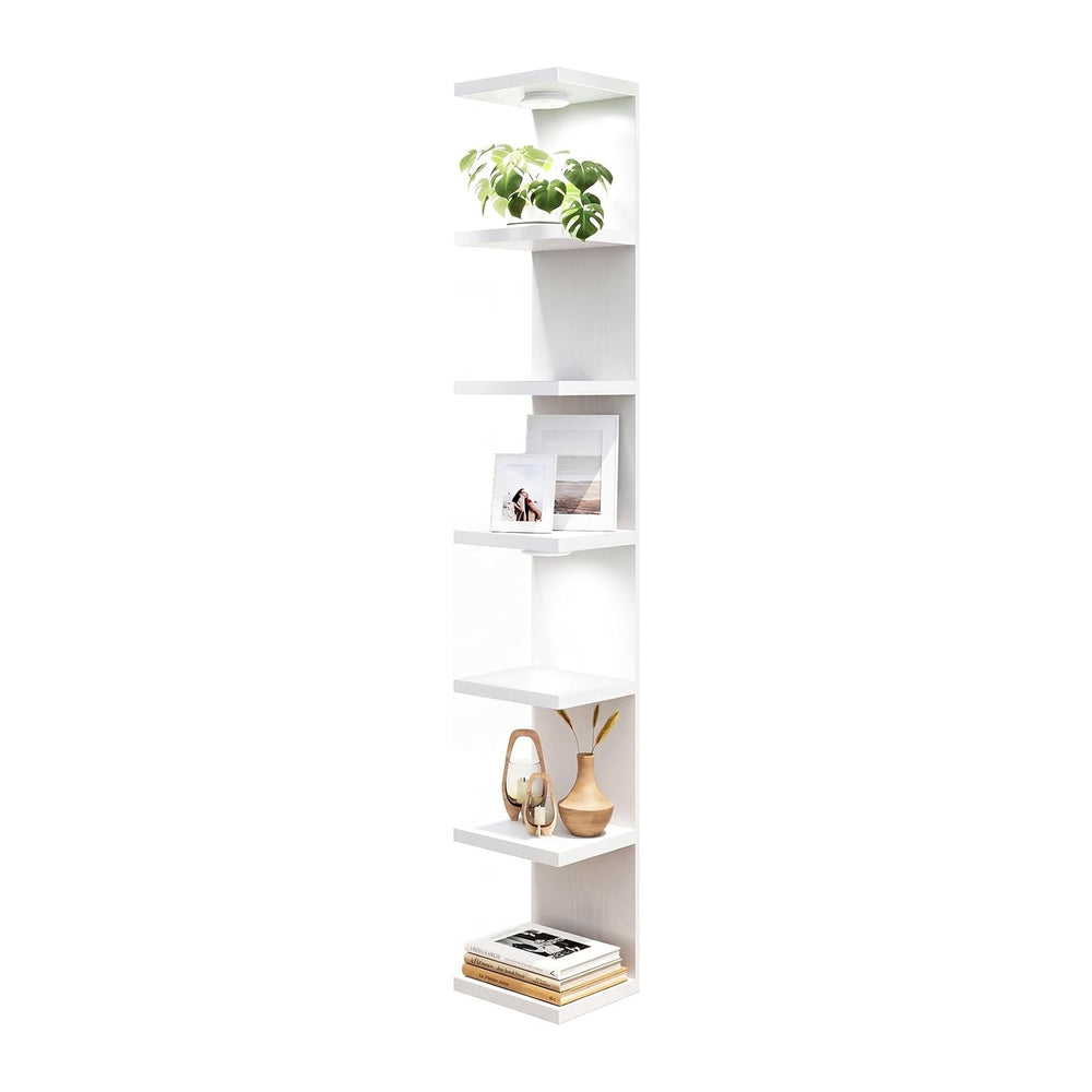 Fixwal 7 Tier Wall Shelf with LED Lights Lack Shelf for Room Decor (White)