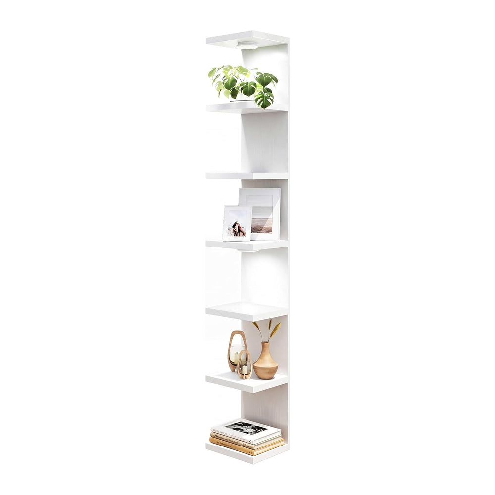 Fixwal 7 Tier Wall Shelf with LED Lights Lack Shelf for Room Decor (White)