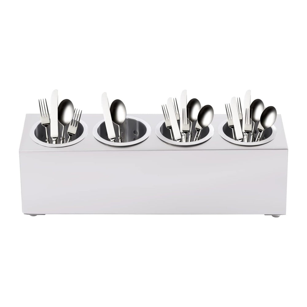 Flatware Organizers, Modern Minimalist Stainless Steel Utensil Holder, 4 Hole...