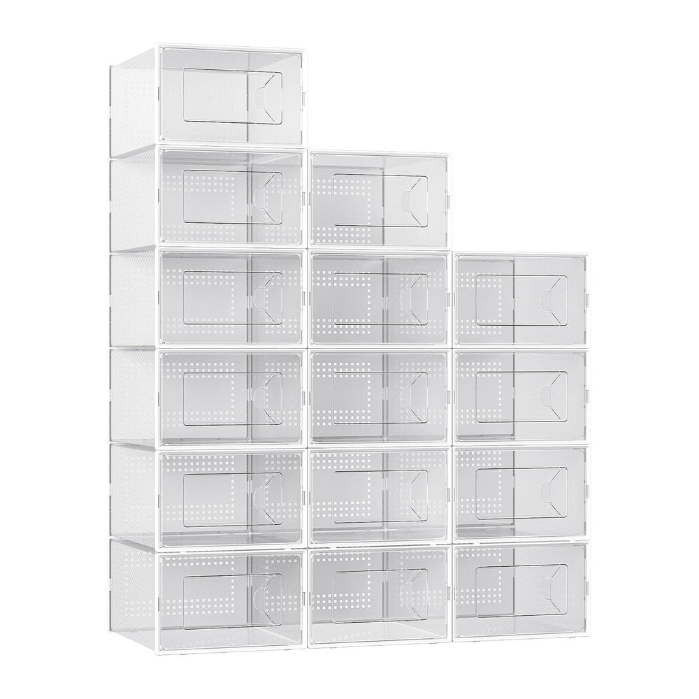 Foluck X-Large Shoe Storage Box, 15 Pack Clear Plastic Stackable Shoe Organiz...