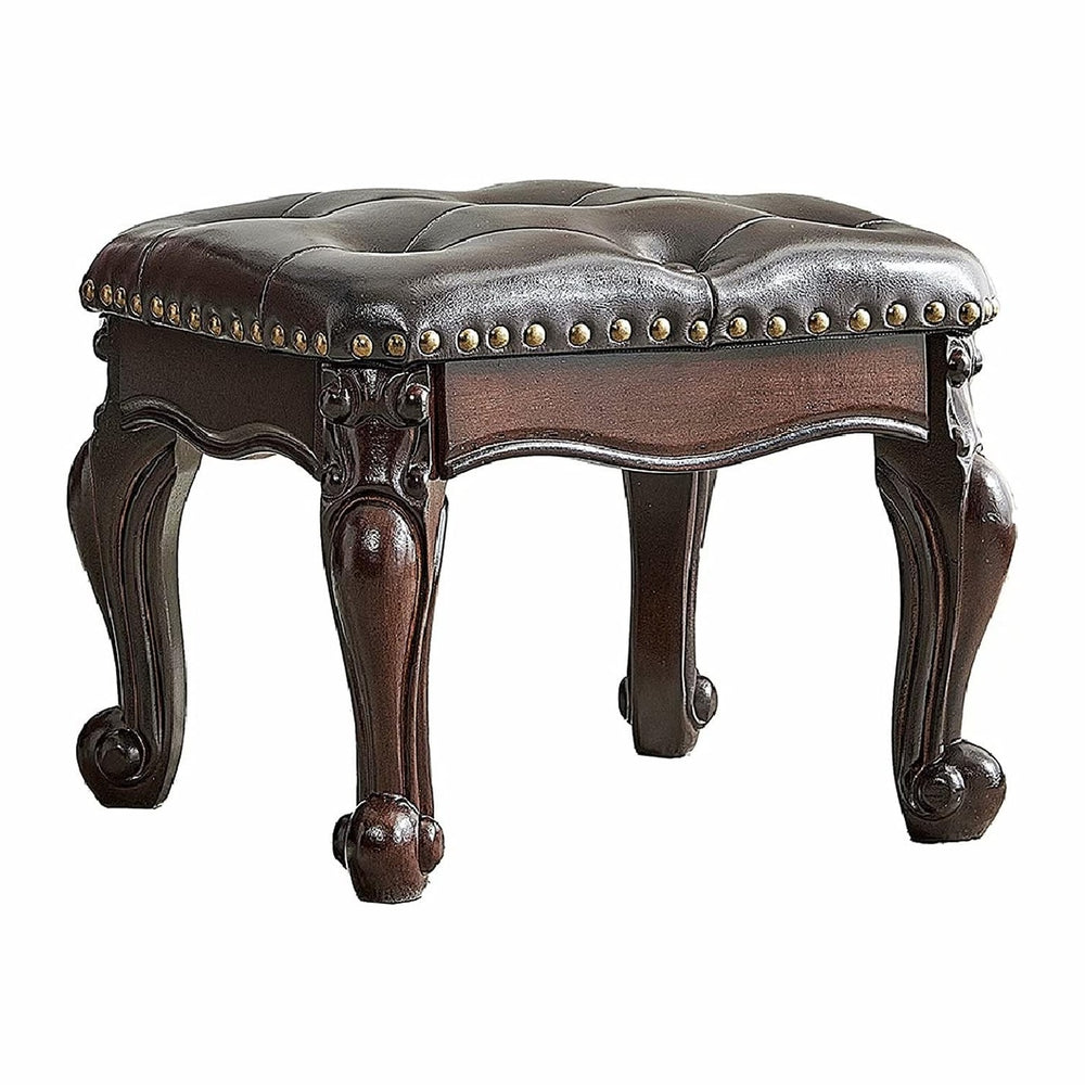 Footstool and Ottomans Small Foot Stool with Fiber Leather Wooden Foot Rest U...