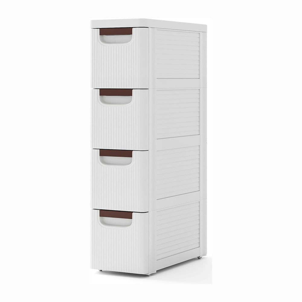 Giantex 4 Drawers Storage Cart, Narrow Plastic Dresser, Rolling Organizer Car...