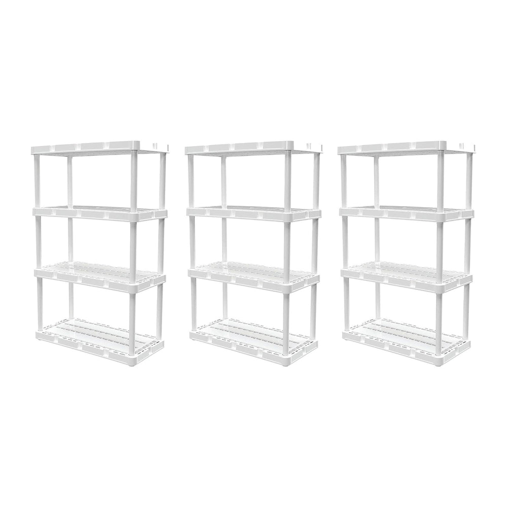 Gracious Living 3 Pack Light Duty Storage Shelves, Knect-A-Shelf 4-Shelf Vent...