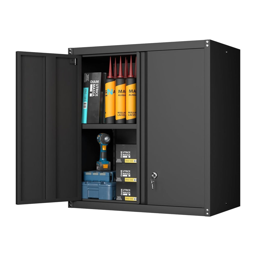 GREATMEET Locking Metal Garage Wall Cabinet with Doors and Shelf