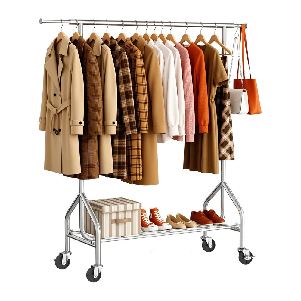 Heavy Duty Clothes Rack Load 500 LBS,Clothes Rack for Hanging Clothes,Rolling...