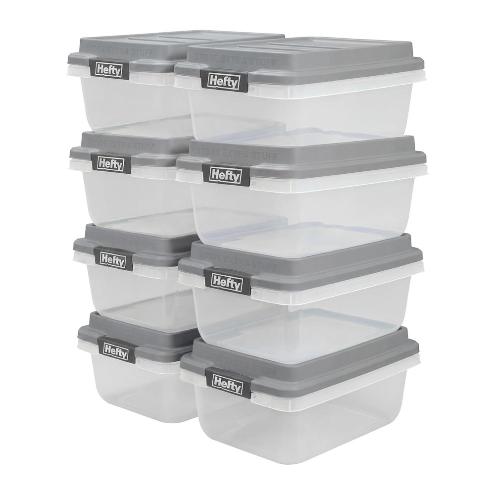 Hefty 18 Qt Hi-Rise Storage Bin with Lid, Stackable Plastic Storage Container...
