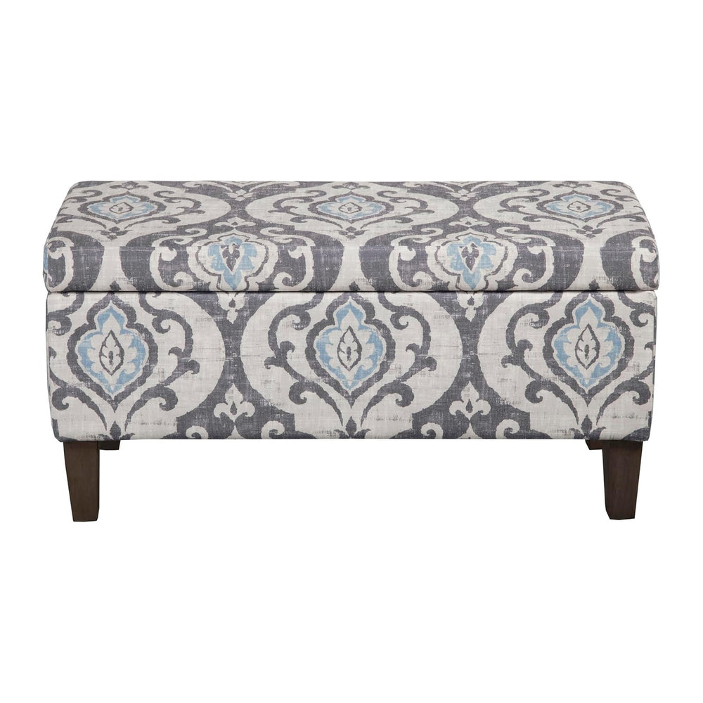 HomePop 36" Storage Ottoman Bench with Hinged Lid - Slate Damask