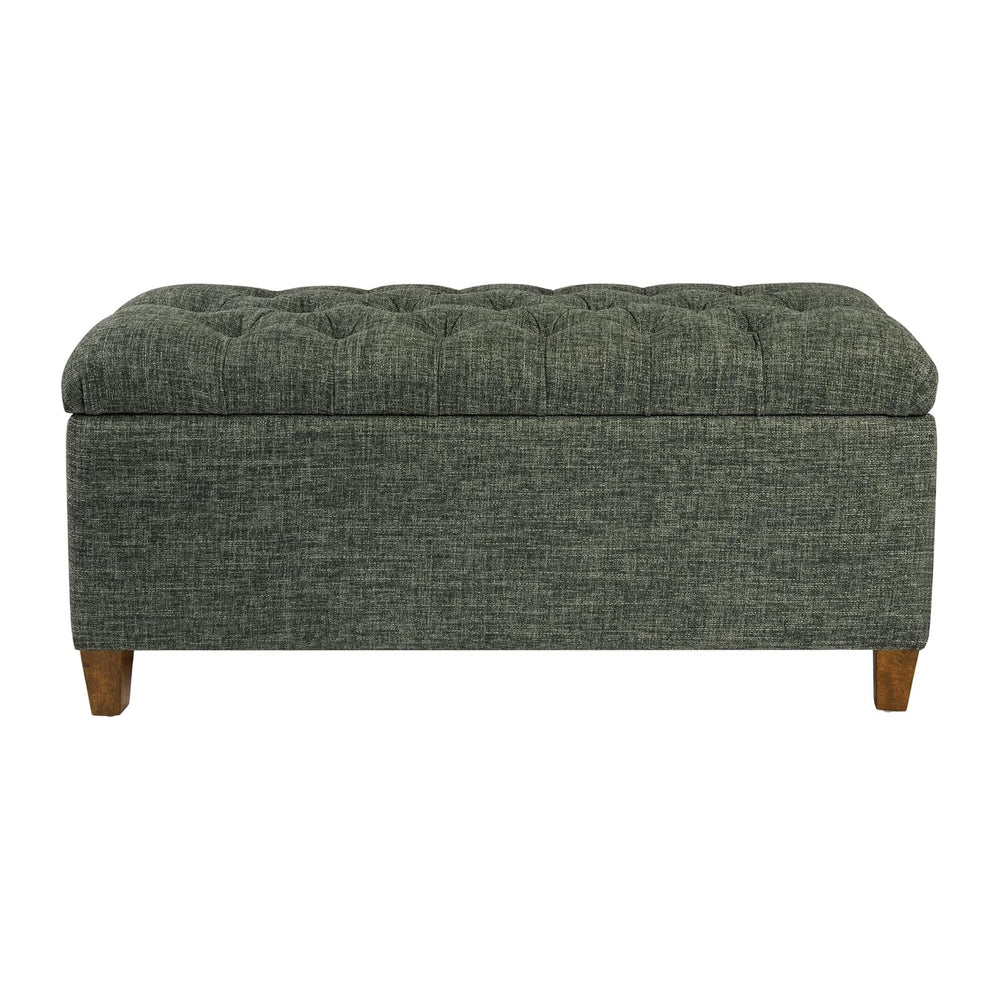 HomePop Ainsley 40" Storage Ottoman Bench - Green Clover Fabric
