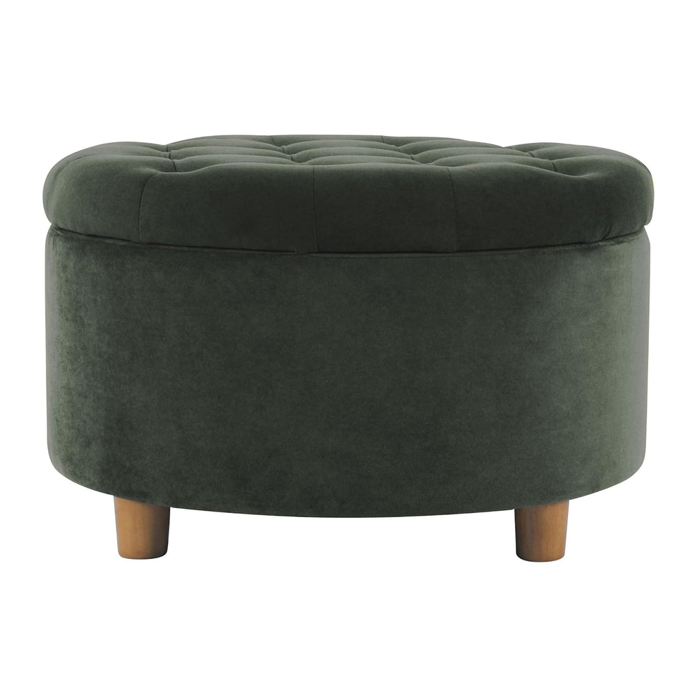 HomePop Home Decor | Large Button Tufted Velvet Round Storage Ottoman | Ottom...