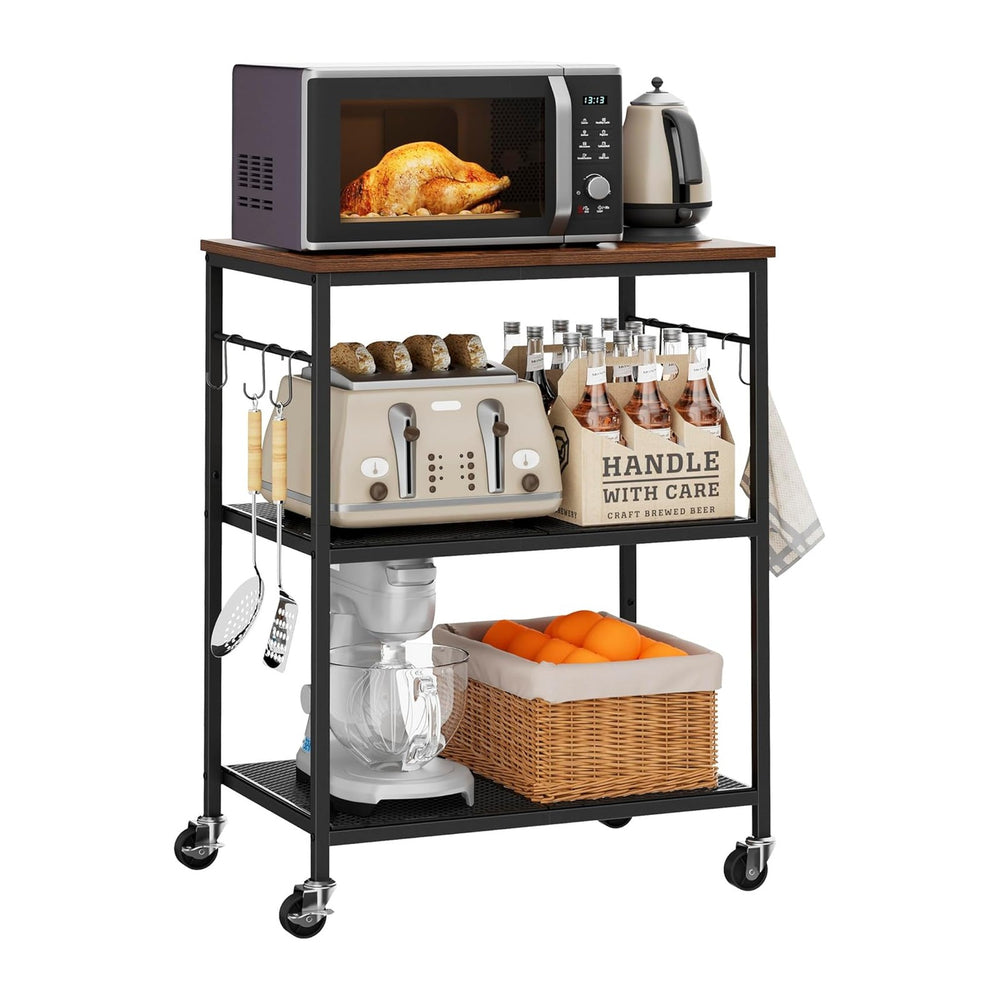 Homleke 3-Tier Rolling Kitchen Microwave Cart, Utility Cart