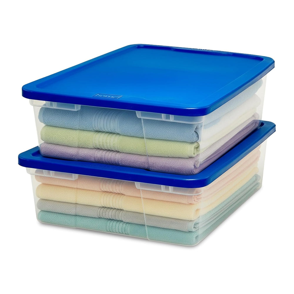 HOMZ Snaplock, Small Clear Plastic Storage Organizer Bins with Lids, 2 Pack