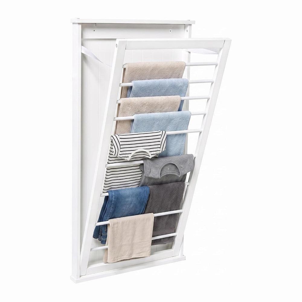 Honey-Can-Do Wall-Mount Wooden Clothes Drying Rack, 30 lb, White