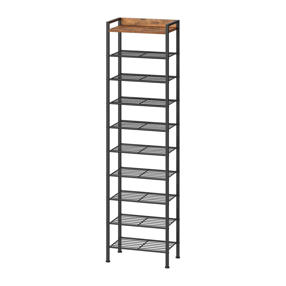 HOOBRO 10 Tier Shoe Rack Organizer with Wooden Top, Narrow Shoe Storage Shelf...