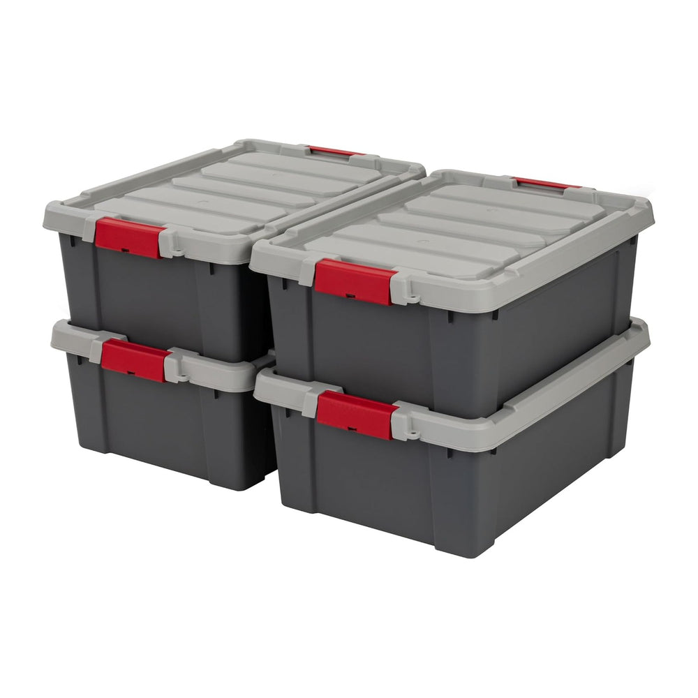 IRIS USA 4-Pack 12 Gal Heavy Duty Lockable Storage Totes with lids, Gray