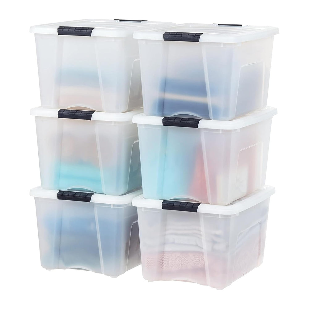 IRIS USA 6-Pack 40 Quart Storage Bins with Lids, Pearl