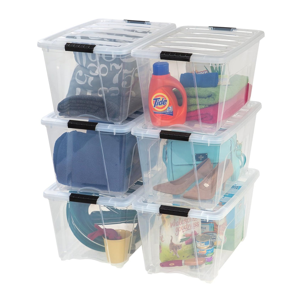 IRIS USA 6-Pack 54 Quart Storage Bins with Lids, Clear
