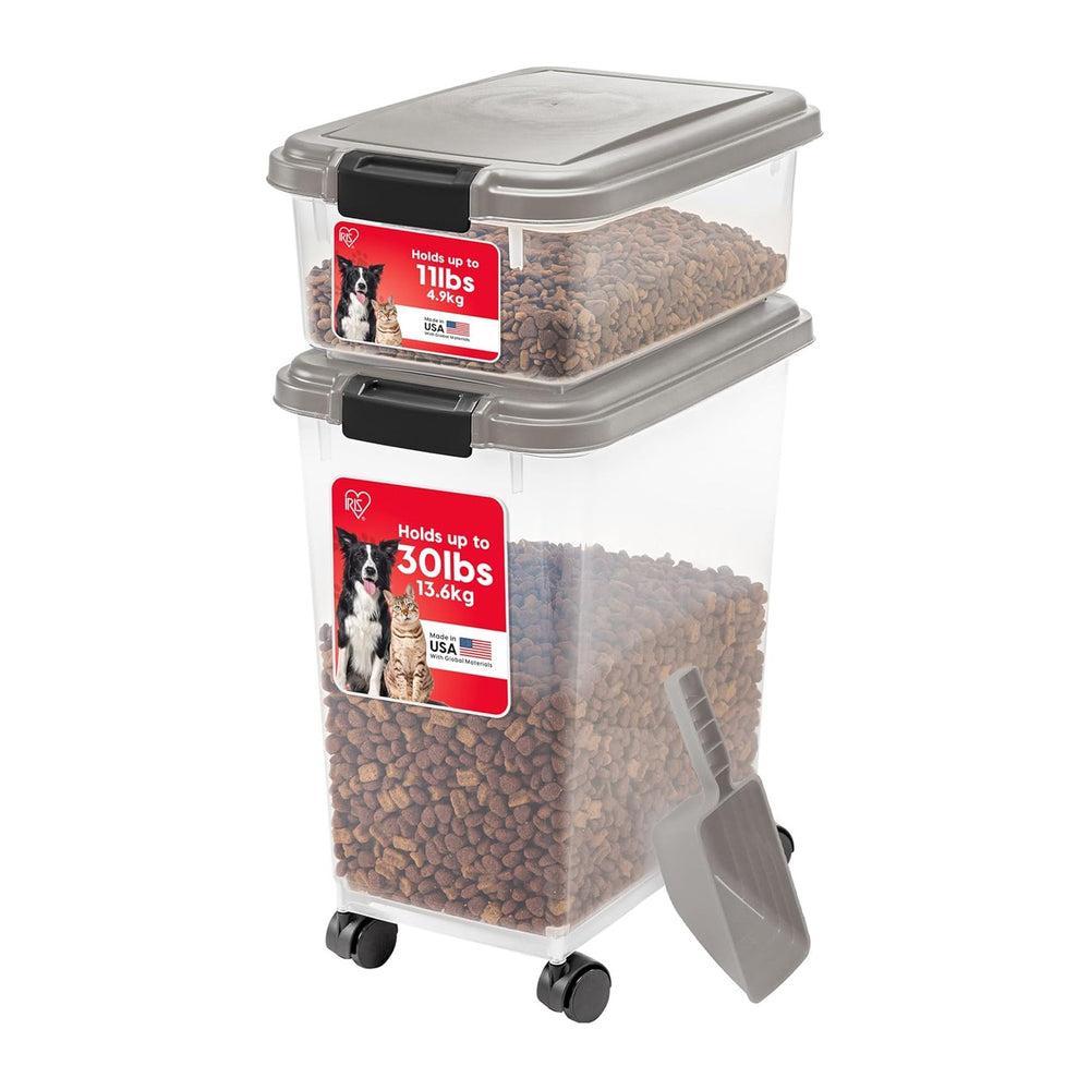 IRIS USA Airtight Dog Food Storage Container Combo, 30 lb & 11 lb Bin