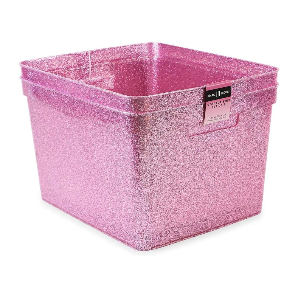 Isaac Jacobs Large Glitter Storage Bin Set (14" x 11.5" x 8.75")