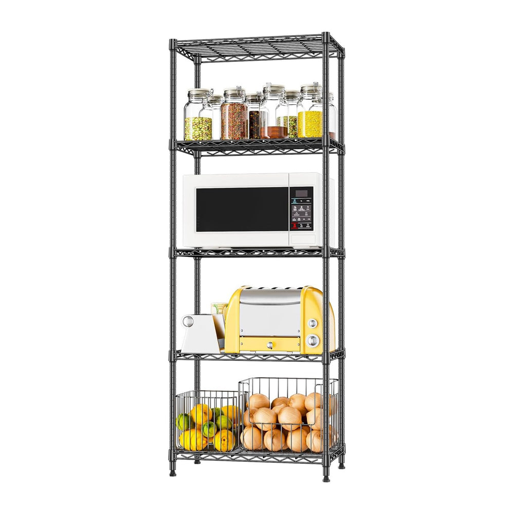 IZEUK 5-Tier Wire Shelving Unit, 24” Pantry Shelves Metal Storage Rack