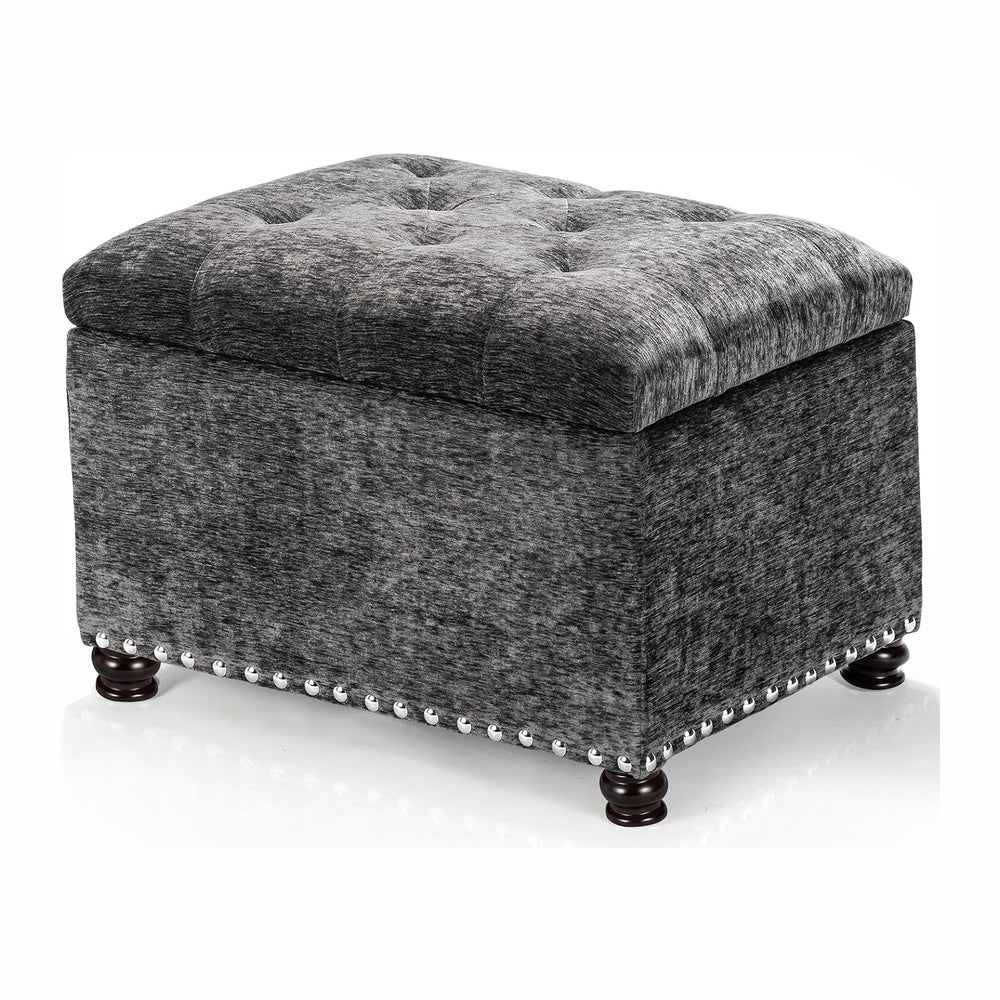 Joveco Storage Ottoman Bench, Rectangle 24" Velvet Foot Rest Stool Square