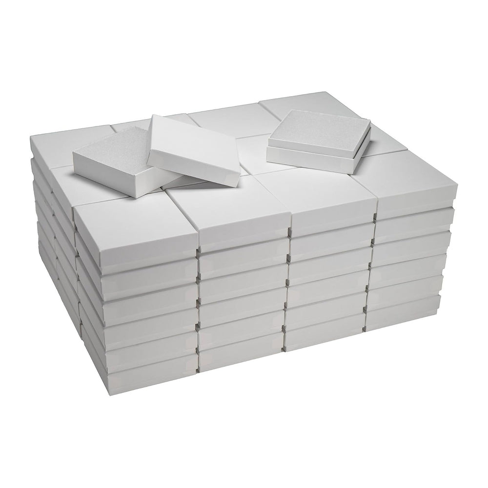 JPB Matte White Cotton Filled Jewelry Box #33 (Case of 100) 3.5 inches x 3.5 ...