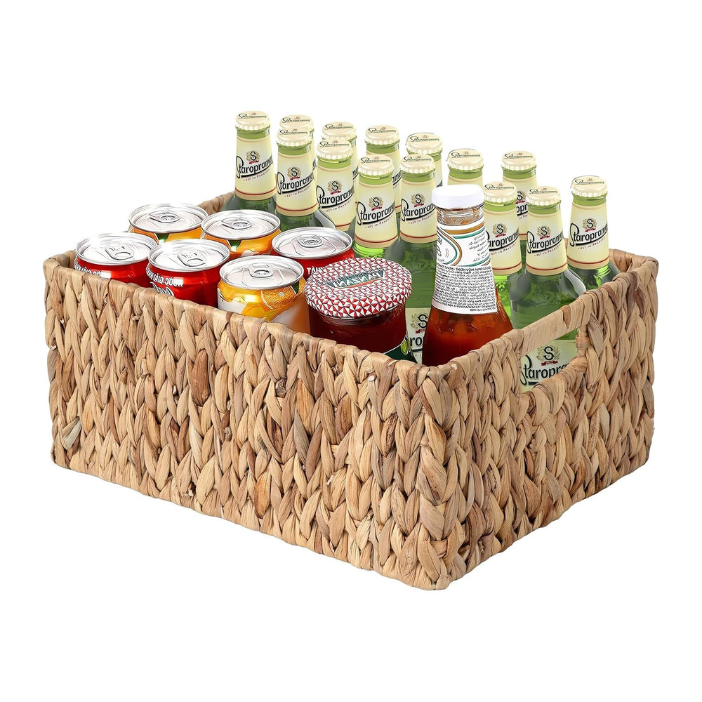 Jumbo Wicker Basket for Orgainzing, Extra Large Rectangular Water Hyacinth St...