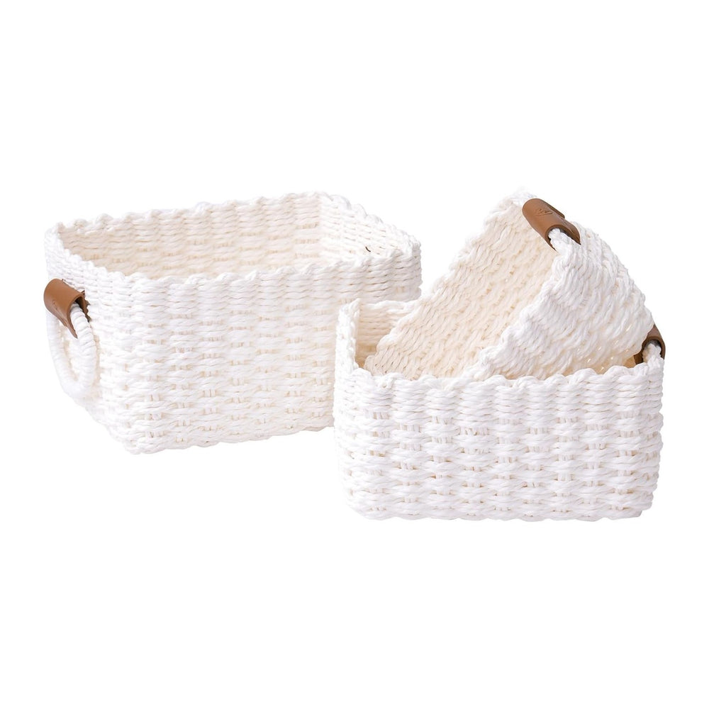 La Jolíe Muse Woven Storage Baskets, Recycled Paper Rope Bin Organizer Divide...