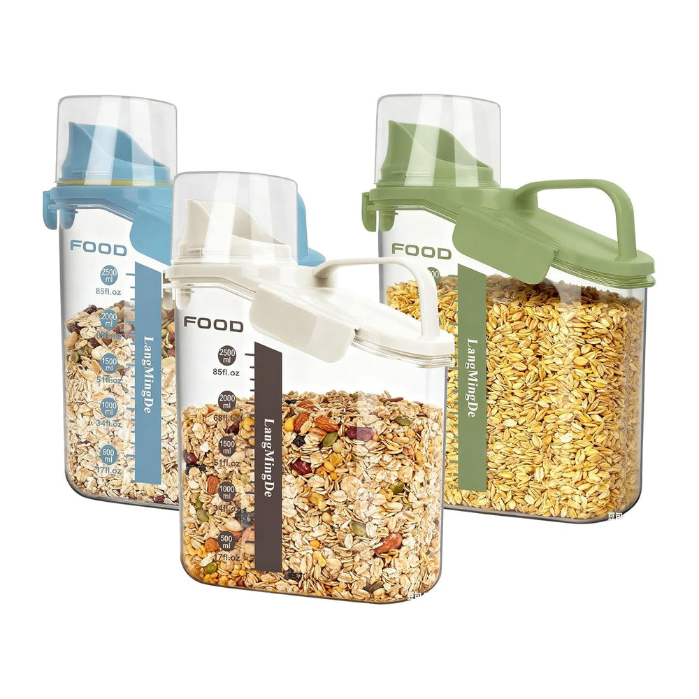 LANGMINGDE 3 Pieces Cereal Containers Storage, 51fl.oz/1.5L Compact Crystal C...