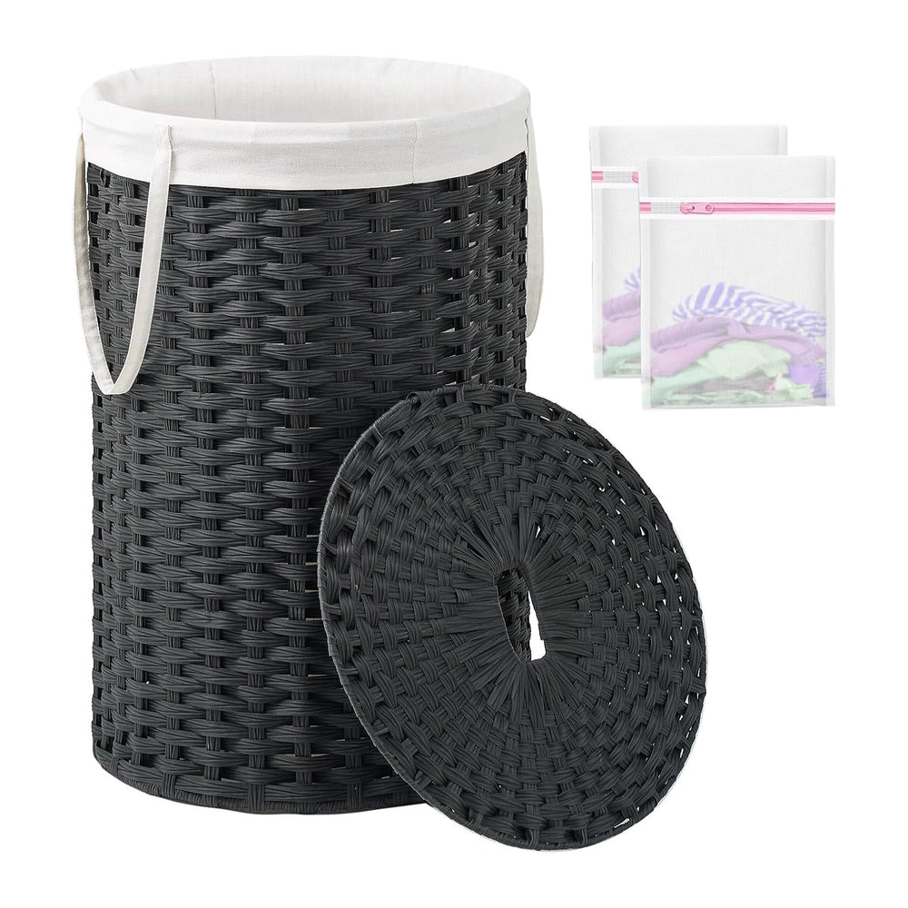 Large Laundry Hamper Laundry Basket Round 34.3 Gal Handwoven Wicker Laundry