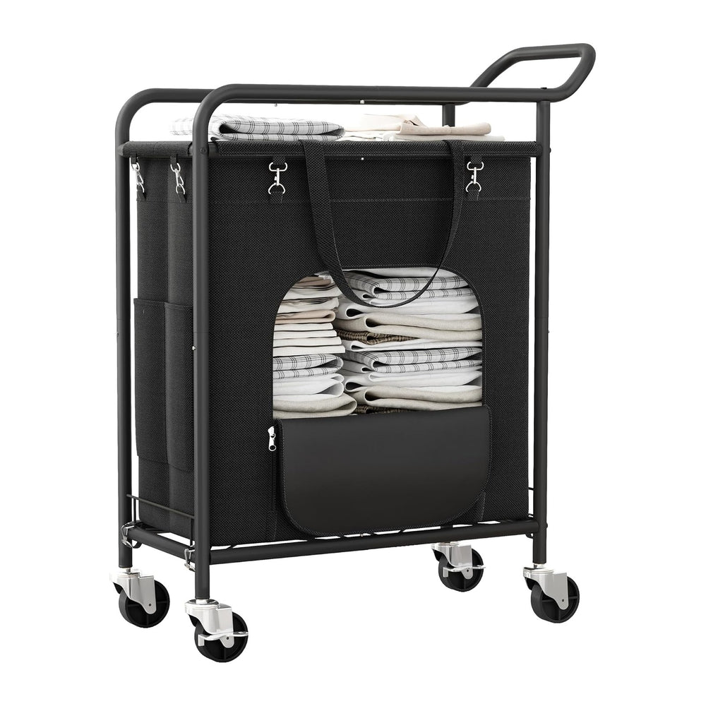 Laundry Basket with Wheels, Rolling Laundry Hamper with 38.4" Tall Handl...