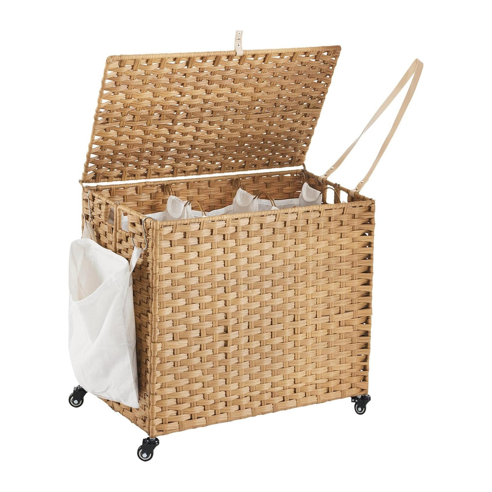 Laundry Hamper with Wheels, 34.3 Gallon(130L) Rolling Laundry Basket with Lid...