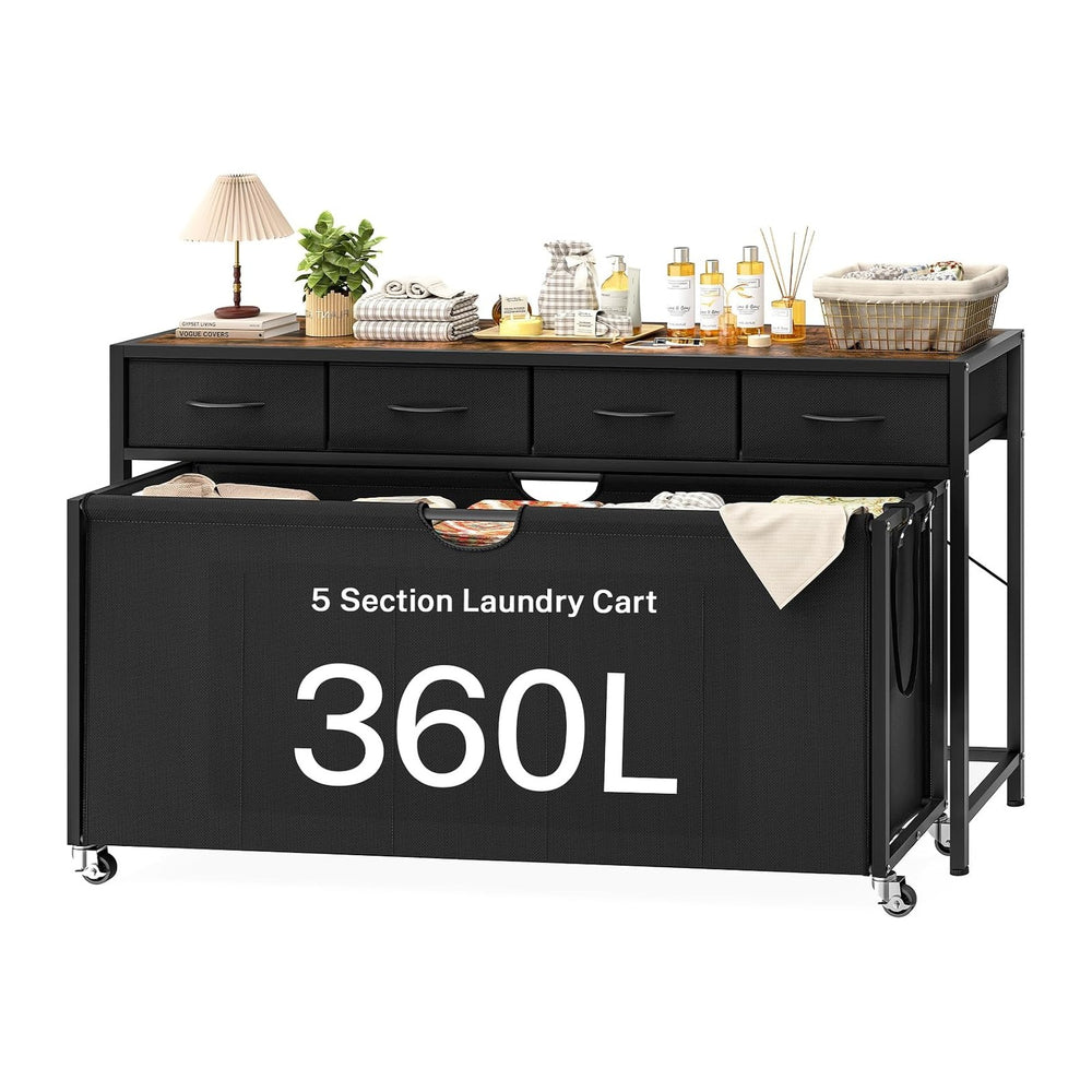 Laundry Sorter, Rolling Laundry Hamper with 5 Section Pul-Out Bags, Laundry B...