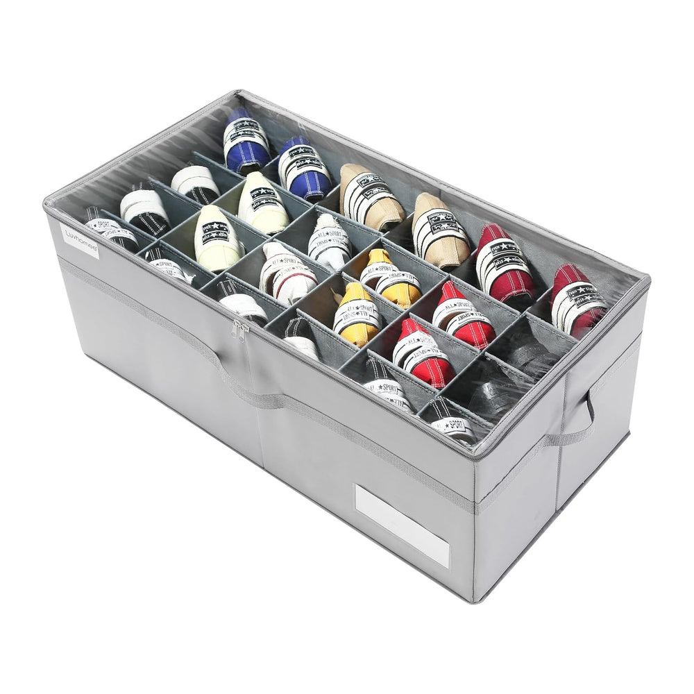 LUVHOMEE Shoe Organizer for Closet, Fits 24 Pairs, Large Shoe Box Storage Con...