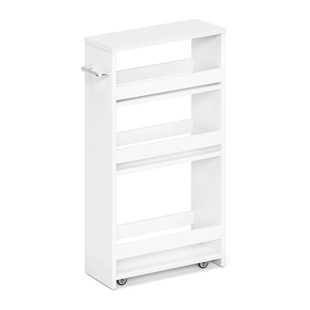 MARTY Slim Rolling Storage Cart, Wood Utility Kitchen Bathroom Laundry Cart