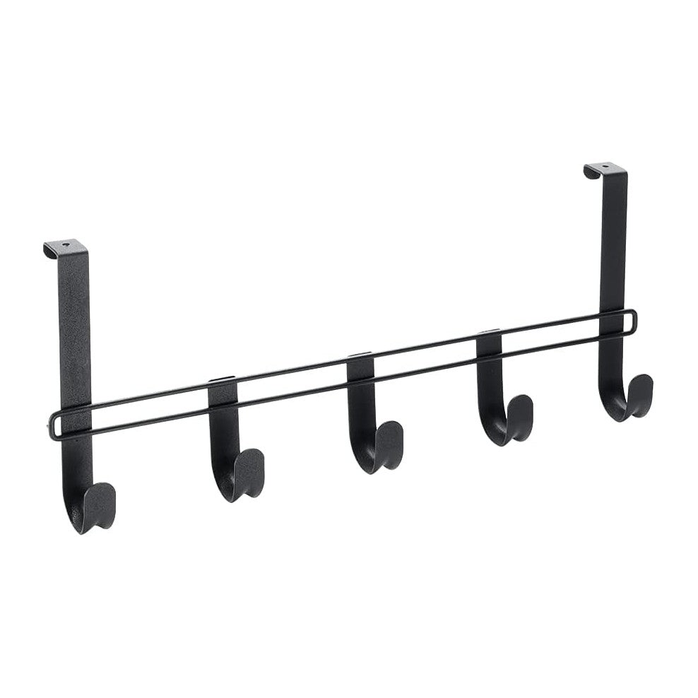 Metaltex Behind Door Bar with 5 Hooks, Black, 38x6x15cm