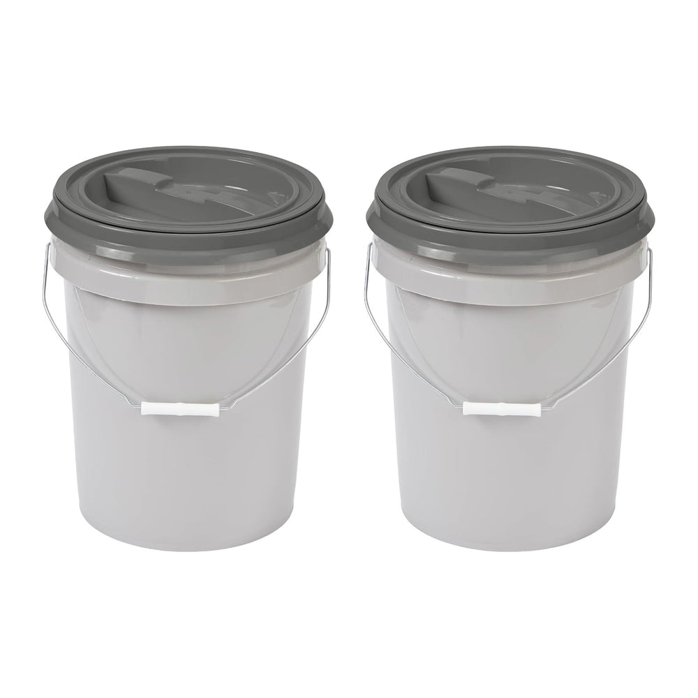 Mighty Tuff 5 Gallon / 21 Pound Pet Food Storage Container, Pack of 2 with Me...