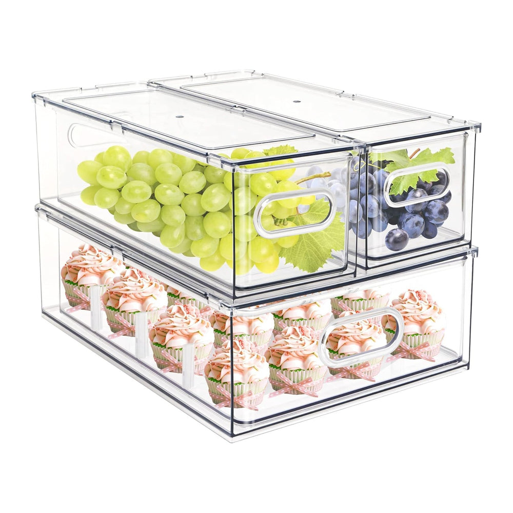 MineSign Set of 3 Stackable Refrigerator Organizer Bins Pull-Out Drawers