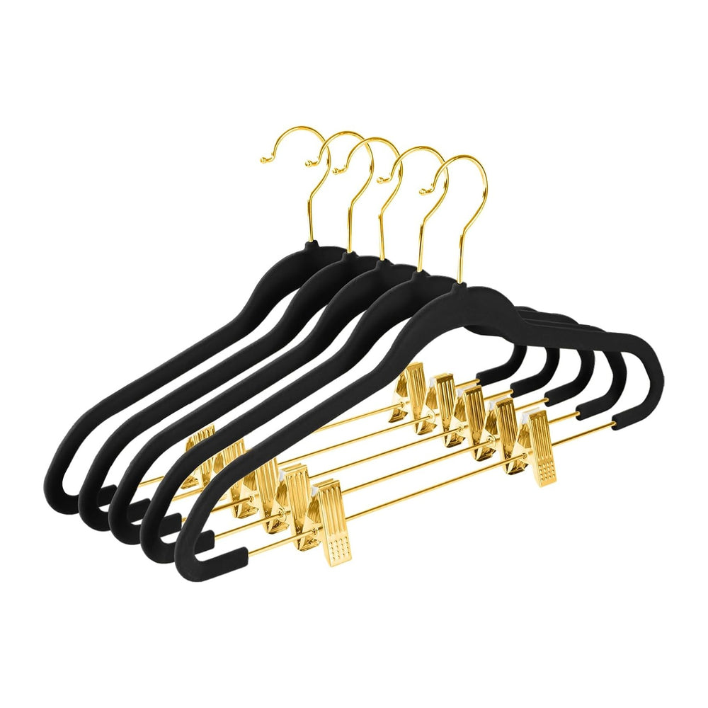 MIZGI Premium Velvet Pants Hangers with Adjustable Clips (Pack of 30) Slim Sk...