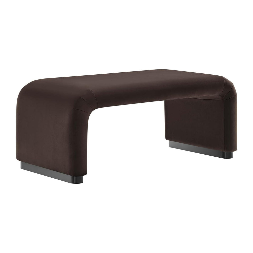 Modway EEI-6735-BLK-CHB Koda Performance Velvet Waterfall Ottoman, Black Choc...