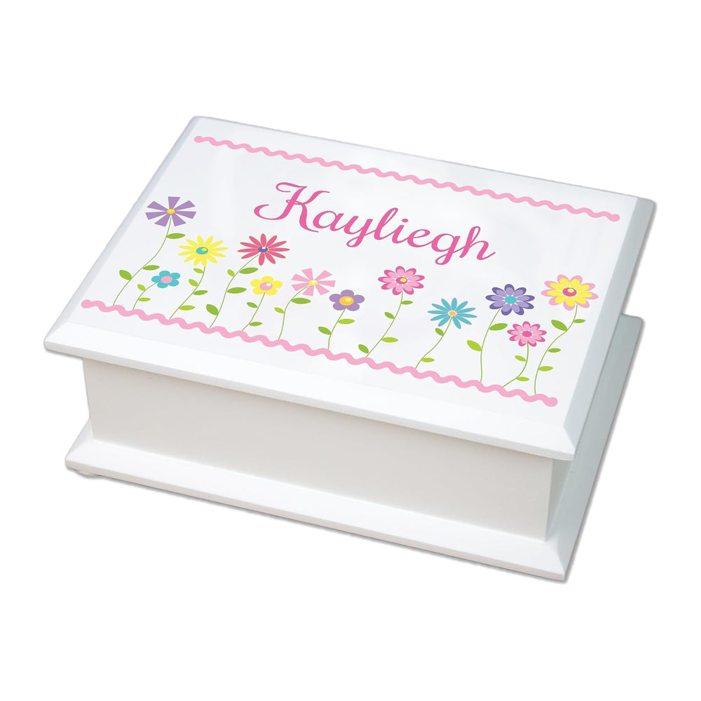 My Bambino Personalized Girls Jewelry Box | Stemmed Flower Lift Top Jewelry B...