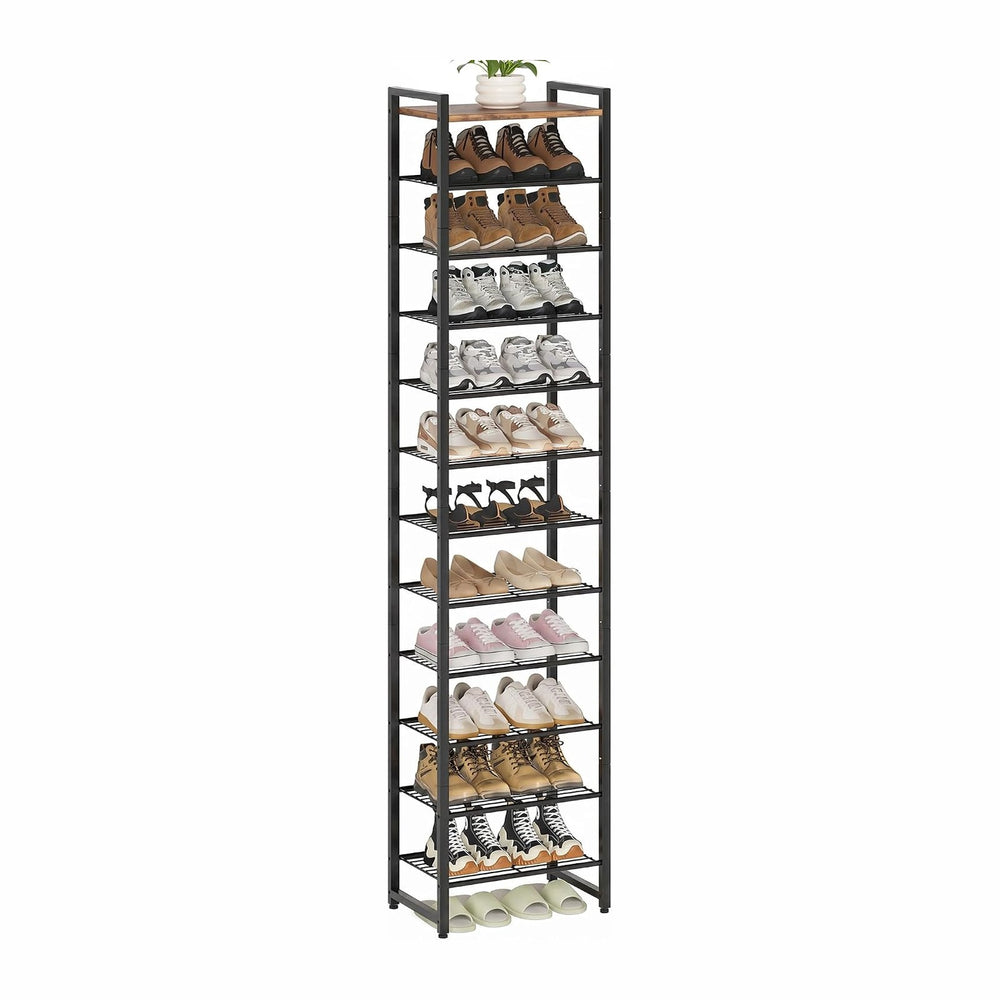 Narrow Shoe Rack 12-Tier, Tall Shoe Organizer for Small Spaces