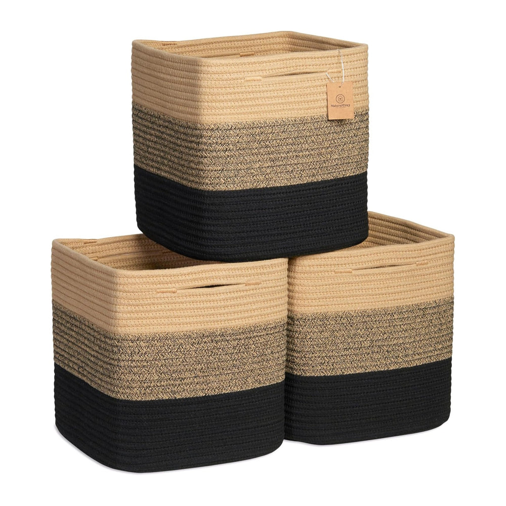 NaturalCozy Storage Cubes 11 Inch Cotton Rope Woven Baskets