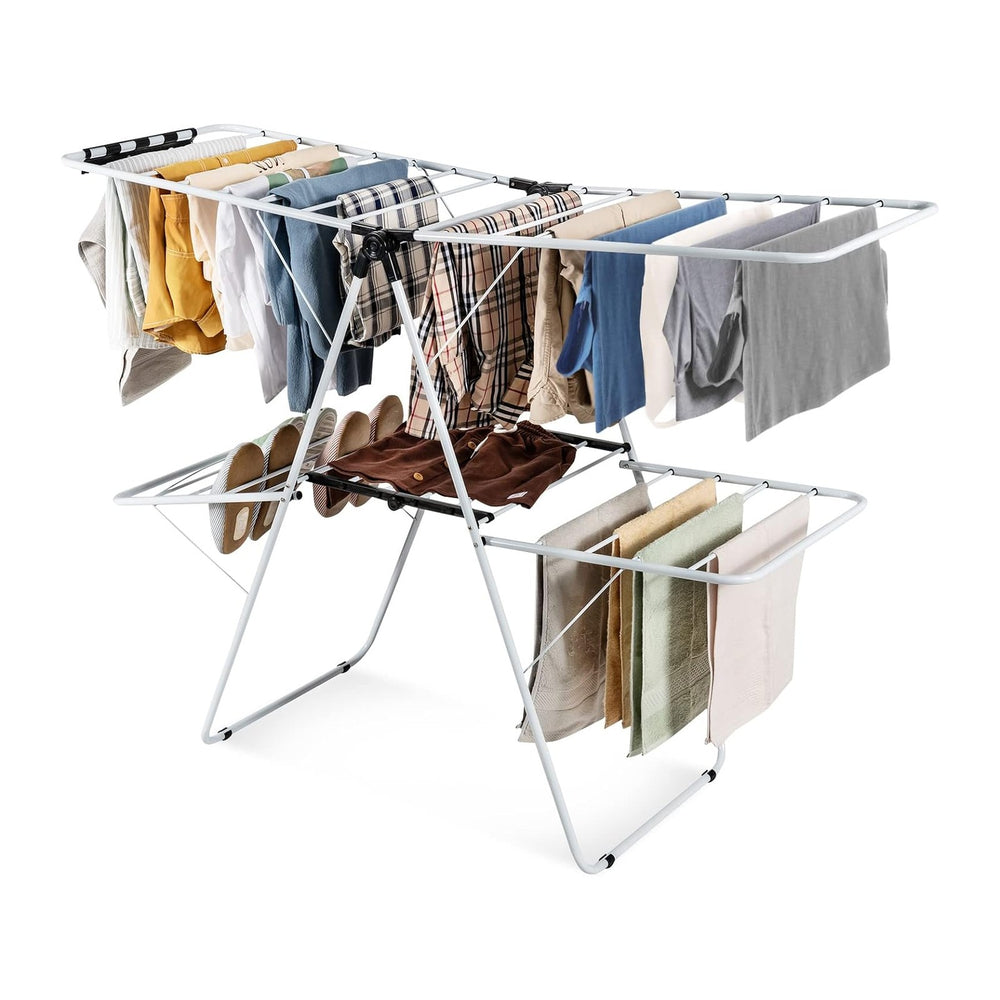 Nightcore 2-Layer Clothes Drying Rack, Aluminum Drying Rack with Adjustable H...